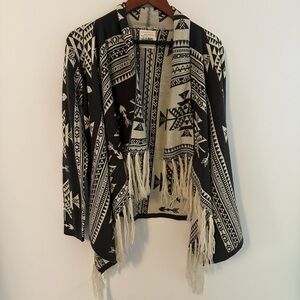 Lira Black and Cream Geometric Cardigan